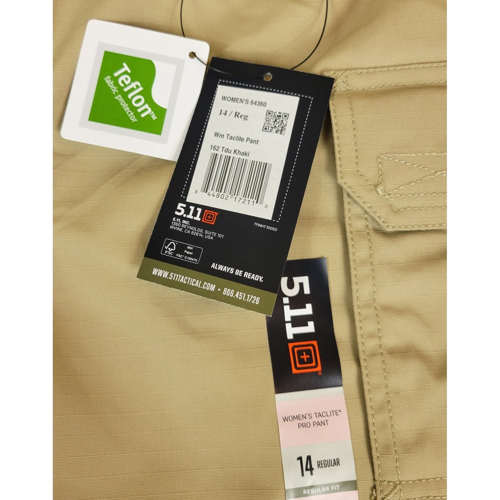 5.11 Tactical Womens Taclite Pro Pants 14 Regular TDU Khaki Ripstop 64360 NWT - Picture 2 of 10